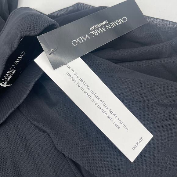 CARMEN MARC VALVO Swim Skirt Large Beach Cover-Up Sheer Slits Pull On Tie Waist - Picture 5 of 16